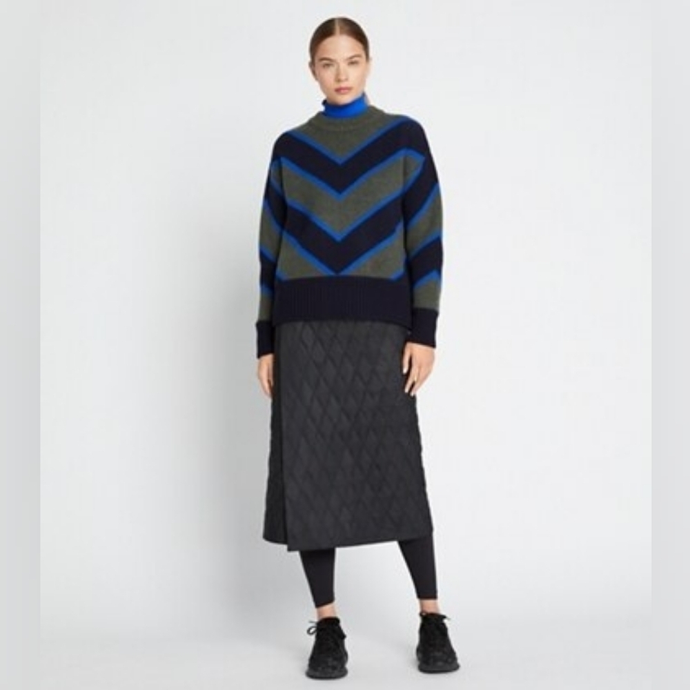 Tory Burch Black Quilted Midi Skirt